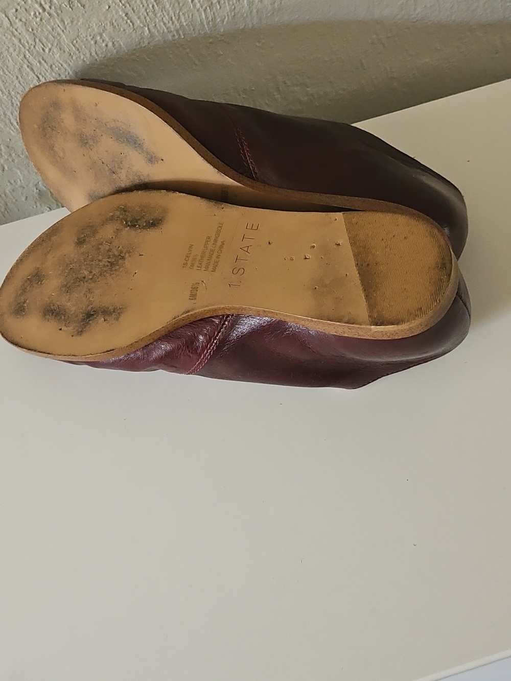 1. State Women's Open-Toe Leather Flats in Wine - Picture 5 of 5